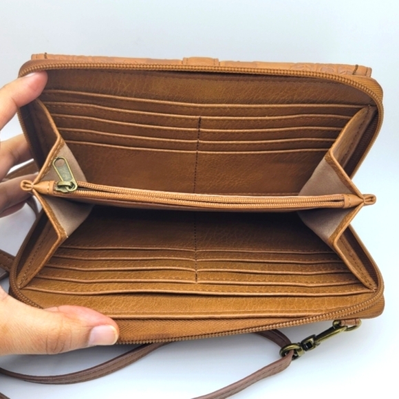 THE SAK Floral Embellished Leather Distressed Crossbody Clutch - Picture 6 of 11